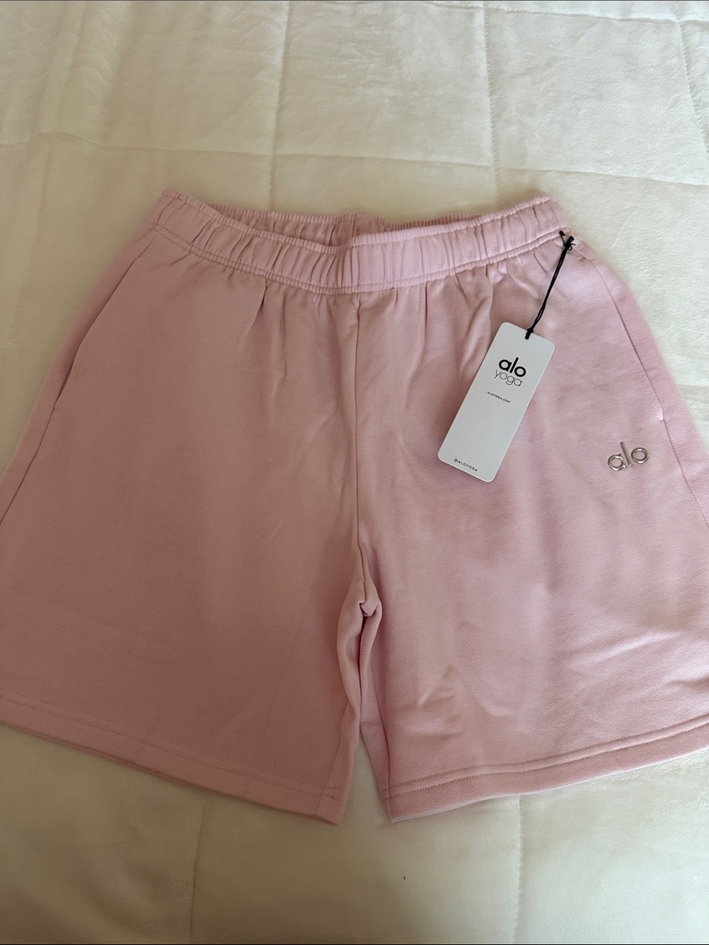 ALO Yoga Women's Light Pink Athletic Pull-On Shorts